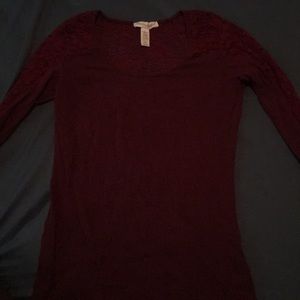 Burgundy long sleeved top